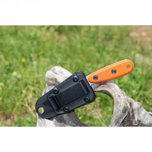 ESEE Izula Stainless Steel Fixed Blade Knife w/ Orange G10 Handles and Molded Polymer Sheath